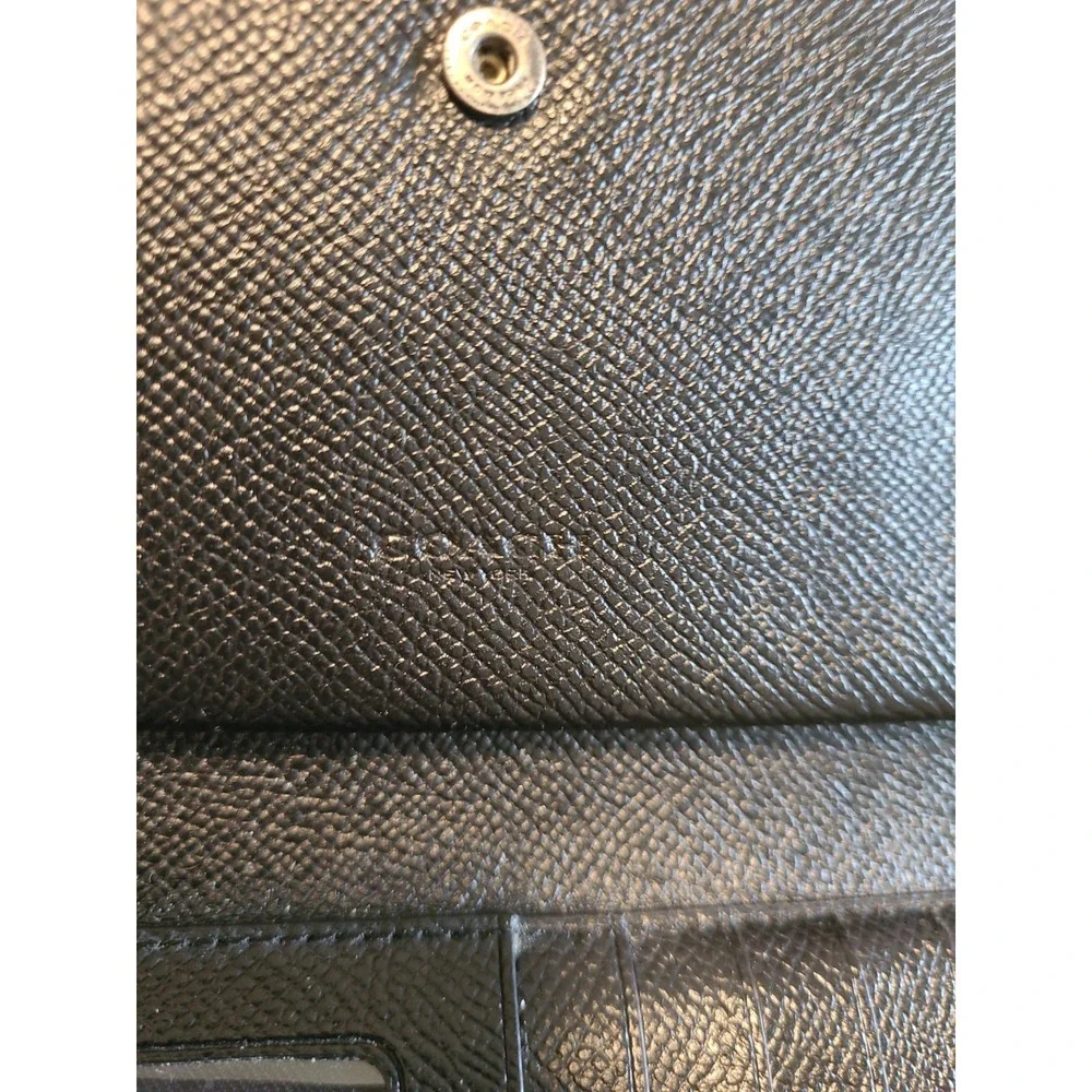 Coach Cream Olive Green Accordion Zip Button Wallet Wristlet